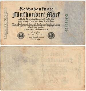 R0644 Germany Banknote Inflation 500 Mark 1922 -> Make Offer