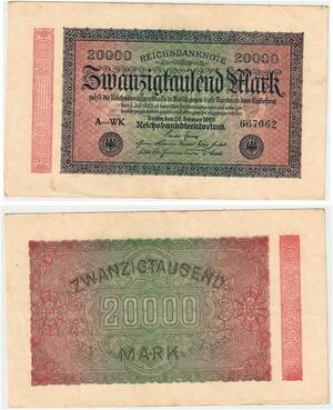 R0659 Germany Banknote Inflation 20000 Mark 1923 AU- -> Make Offer