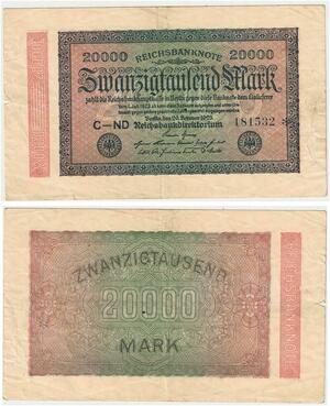 R0674 Germany Banknote Inflation 20000 Mark 1923 -> Make Offer