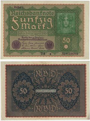 R0684 Germany Banknote 50 Mark 1919 Reihe 1 UNC -> Make Offer
