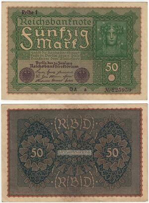 R0687 Germany Banknote 50 Mark 1919 Reihe 1 UNC -> Make Offer