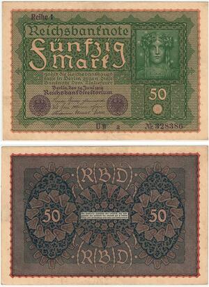 R0689 Germany Banknote 50 Mark 1919 Reihe 1 AU+ -> Make Offer