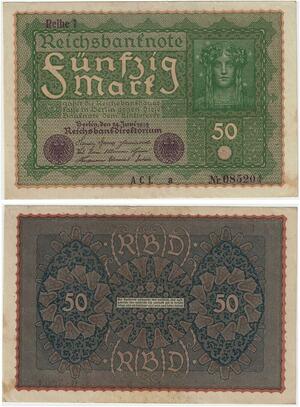R0690 Germany Banknote 50 Mark 1919 Reihe 1 UNC -> Make Offer