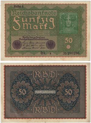 R0695 Germany Banknote 50 Mark 1919 Reihe 1 UNC -> Make Offer