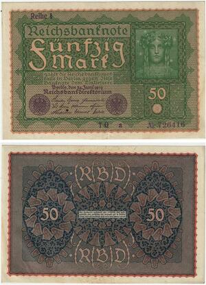R0696 Germany Banknote 50 Mark 1919 Reihe 1 UNC -> Make Offer
