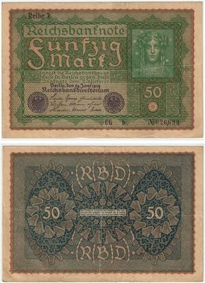 R0697 Germany Banknote 50 Mark 1919 Reihe 3 -> Make Offer