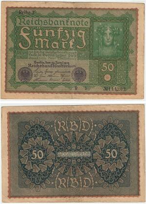 R0700 Germany Banknote 50 Mark 1919 Reihe 3-> Make Offer