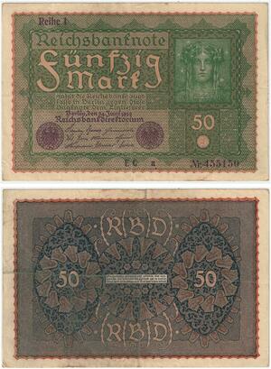 R0703 Germany Banknote 50 Mark 1919 Reihe 1 -> Make Offer