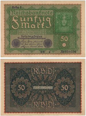 R0704 Germany Banknote 50 Mark 1919 Reihe 1 AU+ -> Make Offer
