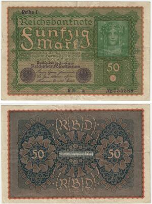 R0705 Germany Banknote 50 Mark 1919 Reihe 1 -> Make Offer