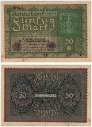 R0706 Germany Banknote 50 Mark 1919 Reihe 1 -> Make Offer