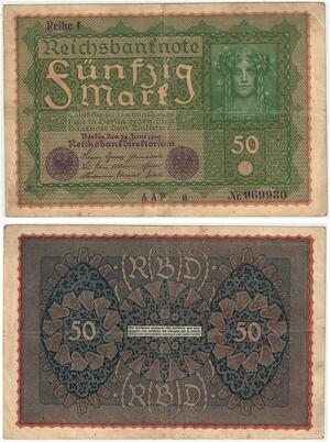R0711 Germany Banknote 50 Mark 1919 Reihe 1 -> Make Offer
