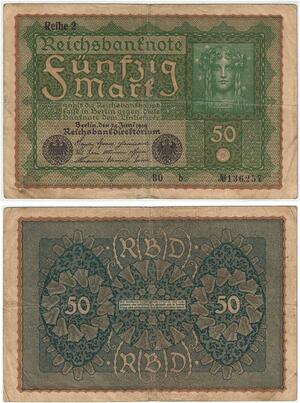 R0716 Germany Banknote 50 Mark 1919 Reihe 2 -> Make Offer