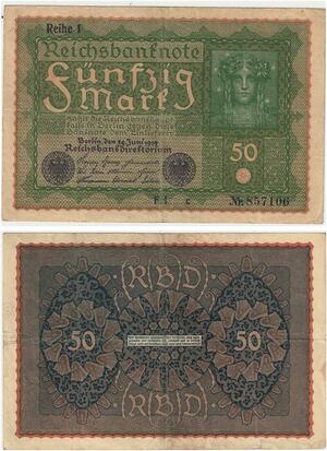R0719 Germany Banknote 50 Mark 1919 Reihe 1 -> Make Offer