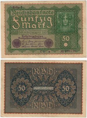 R0721 Germany Banknote 50 Mark 1919 Reihe 1 -> Make Offer