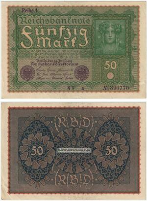 R0726 Germany Banknote 50 Mark 1919 Reihe 1 AU- -> Make Offer