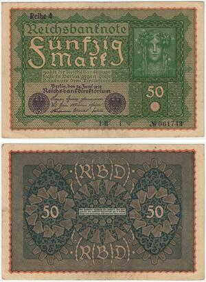 R0732 Germany Banknote 50 Mark 1919 Reihe 4 AU -> Make Offer