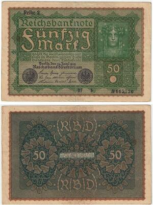 R0736 Germany Banknote 50 Mark 1919 Reihe 2 -> Make Offer