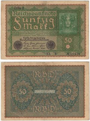R0738 Germany Banknote 50 Mark 1919 Reihe 2 -> Make Offer