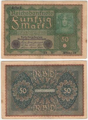 R0740 Germany Banknote 50 Mark 1919 Reihe 3 -> Make Offer
