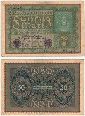 R0741 Germany Banknote 50 Mark 1919 Reihe 3 -> Make Offer