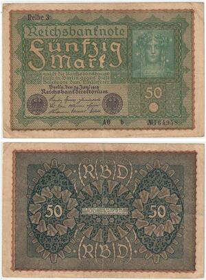 R0742 Germany Banknote 50 Mark 1919 Reihe 3 -> Make Offer