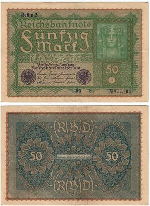 R0745 Germany Banknote 50 Mark 1919 Reihe 2 -> Make Offer
