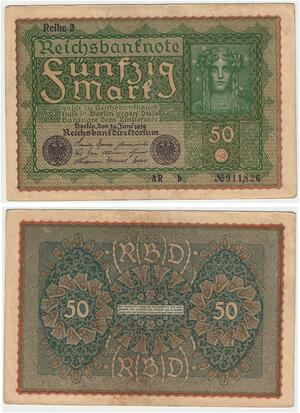R0746 Germany Banknote 50 Mark 1919 Reihe 2 -> Make Offer
