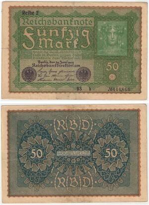 R0747 Germany Banknote 50 Mark 1919 Reihe 2 -> Make Offer