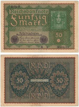 R0755 Germany Banknote 50 Mark 1919 Reihe 2 -> Make Offer
