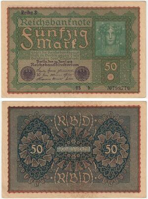 R0756 Germany Banknote 50 Mark 1919 Reihe 3 -> Make Offer