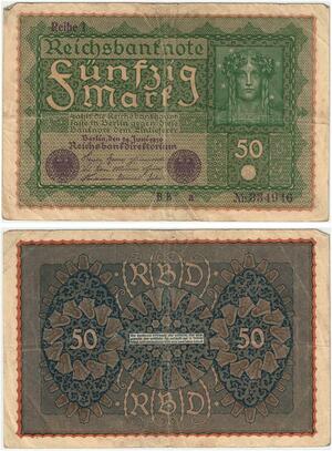 R0758 Germany Banknote 50 Mark 1919 Reihe 1 -> Make Offer