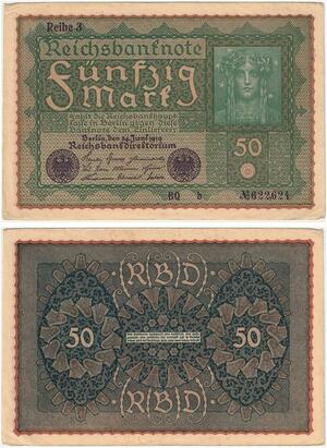 R0761 Germany Banknote 50 Mark 1919 Reihe 3 -> Make Offer