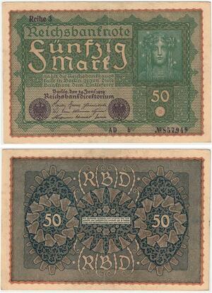 R0762 Germany Banknote 50 Mark 1919 Reihe 3 -> Make Offer