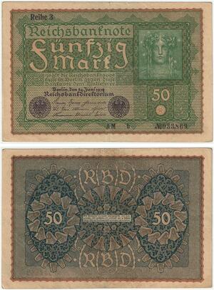 R0766 Germany Banknote 50 Mark 1919 Reihe 3-> Make Offer