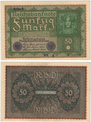 R0769 Germany Banknote 50 Mark 1919 Reihe 4 AU -> Make Offer