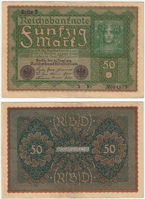 R0772 Germany Banknote 50 Mark 1919 Reihe 2  -> Make Offer