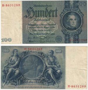 R0774 Germany Banknote Third Reich 100 Reichsmark 1935 AU-> Make Offer