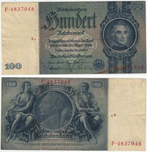 R0779 Germany Banknote Third Reich 100 Reichsmark 1935 AU+ -> Make Offer