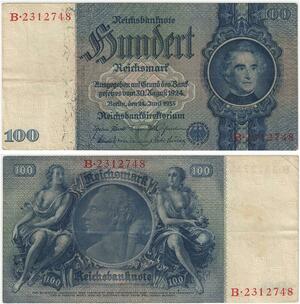 R0784 Germany Banknote Third Reich 100 Reichsmark 1935 AU -> Make Offer