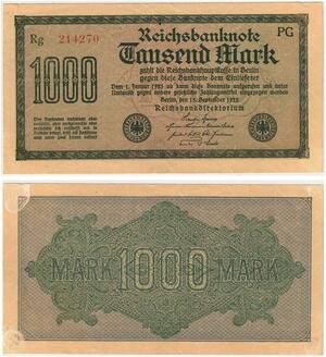 R0791 Germany Banknote Inflation 1000 Mark Red  1922 AU+ -> Make Offer