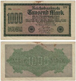 R0794 Germany Banknote Inflation 1000 Mark Red 1922 -> Make Offer