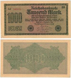 R0804 Germany Banknote Inflation 1000 Mark Red 1922 UNC -> Make Offer
