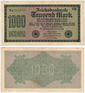 R0809 Germany Banknote Inflation 1000 Mark Brown 1922 -> Make Offer