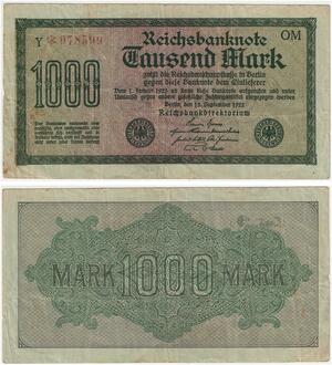R0810 Germany Banknote Inflation 1000 Mark Red * 1922 -> Make Offer