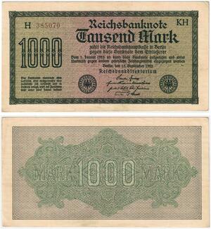 R0814 Germany Banknote Inflation  1000 Mark Brown 1922 AU-> Make Offer