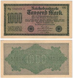 R0815 Germany Banknote Inflation  1000 Mark Purple 1922 * UNC-> Make Offer