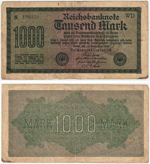 R0816 Germany Banknote Inflation  1000 Mark Black 1922 -> Make Offer