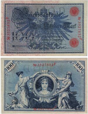 R0928 Germany Banknote 100 Mark 1908 AU -> Make Offer