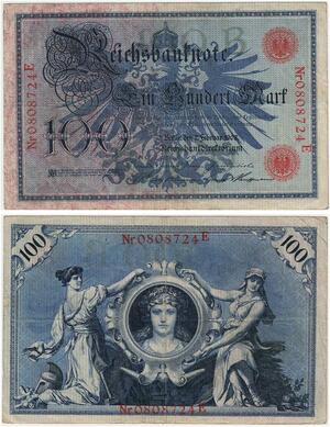 R0930 Germany Banknote 100 Mark 1908 XF+-> Make Offer